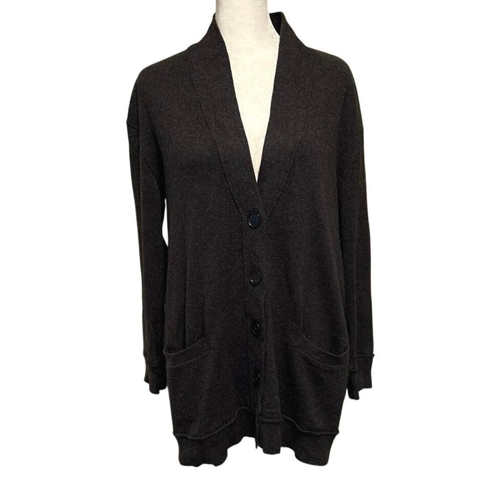 Inhabit Size P US XS Oversized Cashmere Cardigan Sweater Open Cross Back Grey